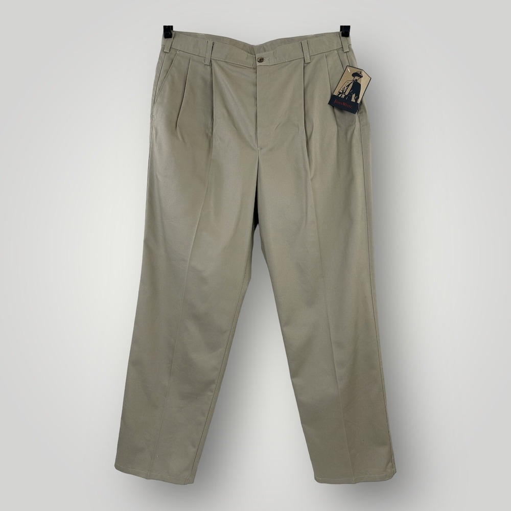 NEW John Weitz Mens Chino Pants Slacks 38x32 Casual Golf‎ Tan/Khaki Cotton NWT